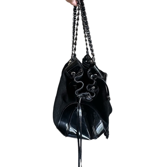 STUNNING Anne Fontaine Maureen Black Suede and Patent Shoulder Bag - Picture 8 of 12